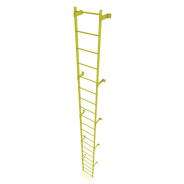 Tri-Arc 19 ft. Ladder, Steel, Standard Fixed, 20-Rung, Steel, 20 Steps, Safety Yellow Finish WLFS0120-Y