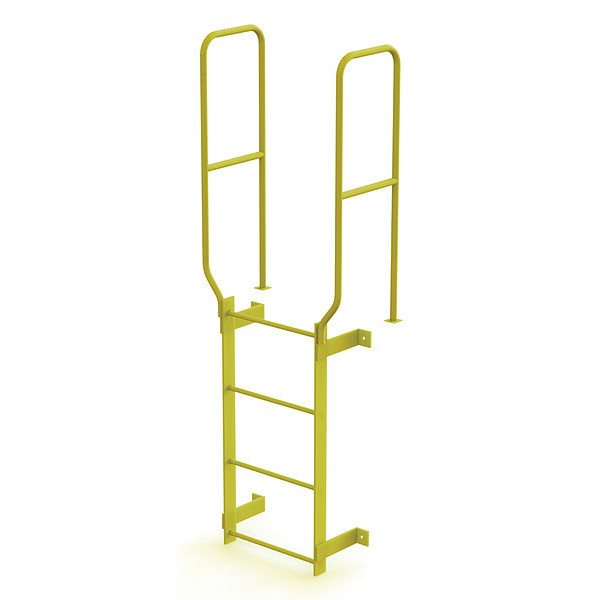 Tri-Arc 6 ft. 6" Ladder, Walk-Thru Fixed, Steel, 4-Rung, Steel, 4 Steps, Top Exit, Safety Yellow Finish WLFS0204-Y