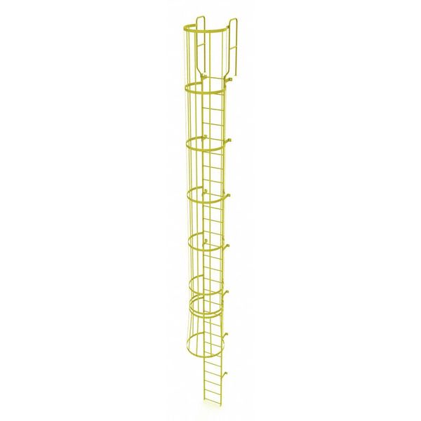 Tri-Arc 30 ft. 6" Ladder, Steel, WalkThru Fixed Cage, 28-Rung, Steel, 28 Steps, Safety Yellow Finish WLFC1228-Y