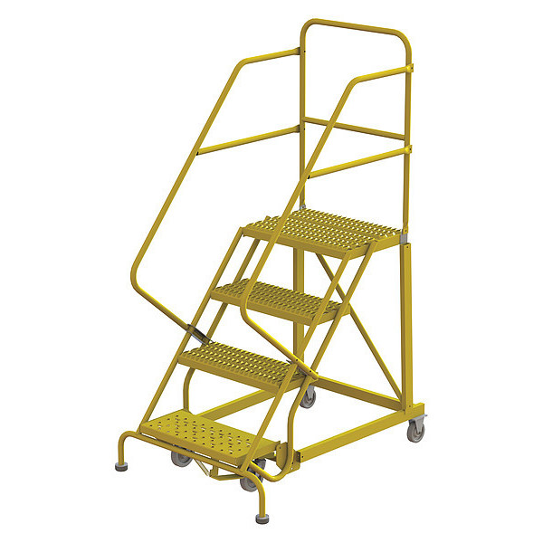 Tri-Arc Rolling Ladder, Steel, Safety Angle, 4-Step KDEC104242-Y