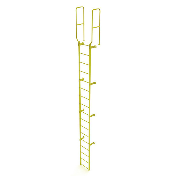 Tri-Arc 19 ft. 6" Ladder, Walk-Thru Fixed, Steel, 17-Rung, Steel, 17 Steps, Safety Yellow Finish WLFS0217-Y