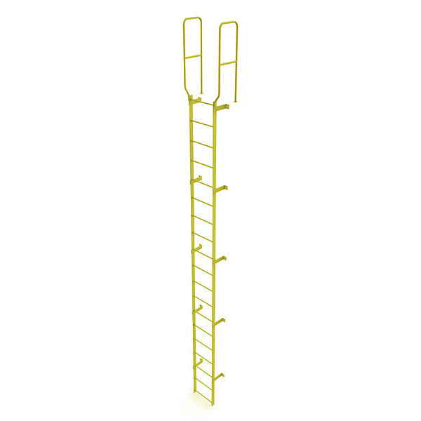 Tri-Arc 21 ft. 6" Ladder, Walk-Thru Fixed, Steel, 19-Rung, Steel, 19 Steps, Safety Yellow Finish WLFS0219-Y