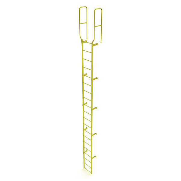 Tri-Arc 22 ft. 6" Ladder, Walk-Thru Fixed, Steel, 20-Rung, Steel, 20 Steps, Safety Yellow Finish WLFS0220-Y