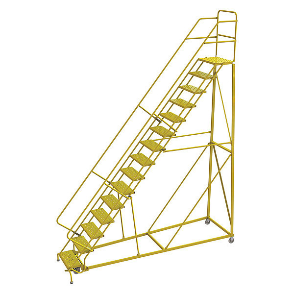 Tri-Arc Rollng Ladder, Steel, Safety Angle, 15-Step KDEC115246-Y