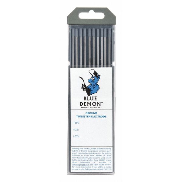 Blue Demon Ceriated, Tungsten Electrode, 1/8"x7", PK10 TE2C-18-10T