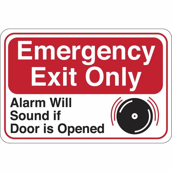 Partners Brand Emergency Exit Only... Facility Sign, 6" x 9", Red/White/Black, 1/Each, SN200 SN200