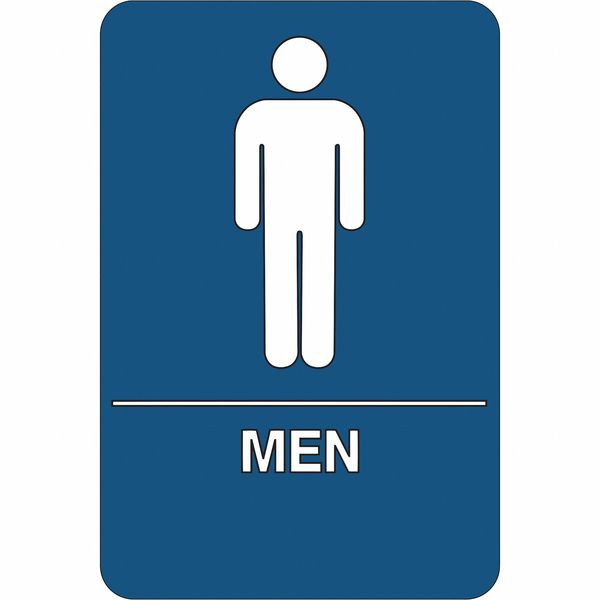 Partners Brand Men Restroom, ADA, Plastic Sign, 9"x6", 9" Width, 1/4" ABS Plastic SN102