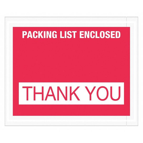 Tape Logic Tape Logic® "Packing List Enclosed - Thank You" Envelopes, 4 1/2" x 5 1/2", Red, 1000/Case PL480