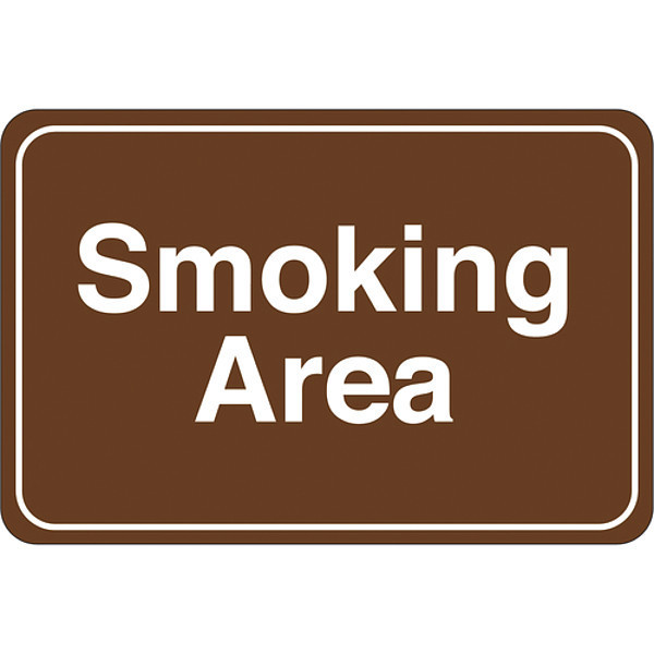 Partners Brand Smoking Area, Facility Sign, 6"x9", 6" Width, 1/8" Plastic SN211