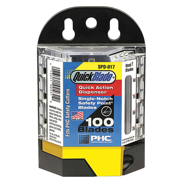Safety Point SPD-017 Safety Point® Blade Dispenser, Black/Clear, 100 Blades/Case KN141