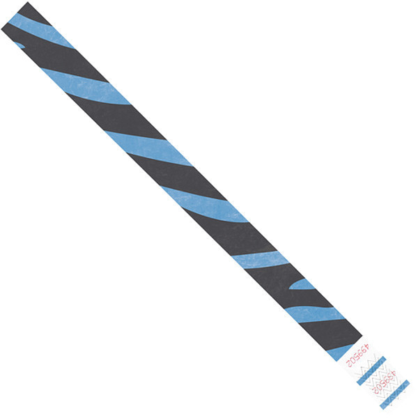 Tyvek Tyvek® Wristbands, 3/4" x 10", Blue Zebra Stripe, 500/Case WR108BE