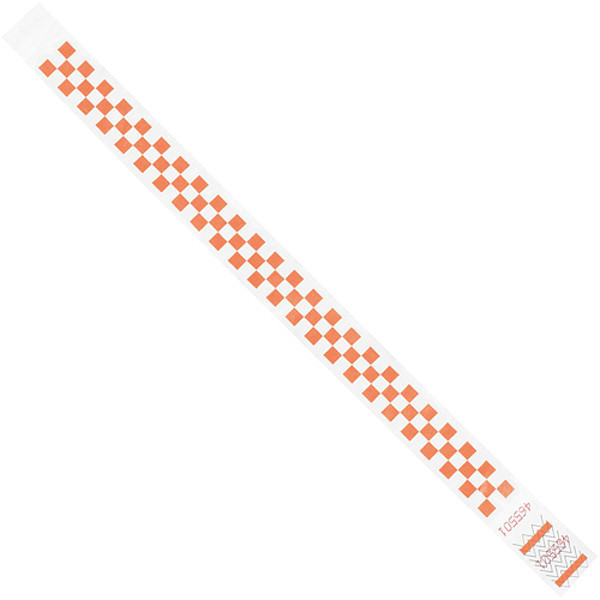 Tyvek Tyvek® Wristbands, 3/4" x 10", Orange Checkerboard, 500/Case WR103OR