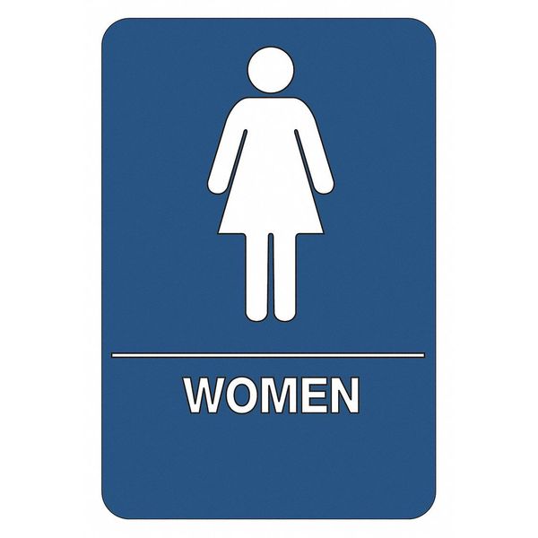 Partners Brand Women Restroom Ada Plastic Sign, 9"x6", 9" Width, 1/4" ABS Plastic SN103