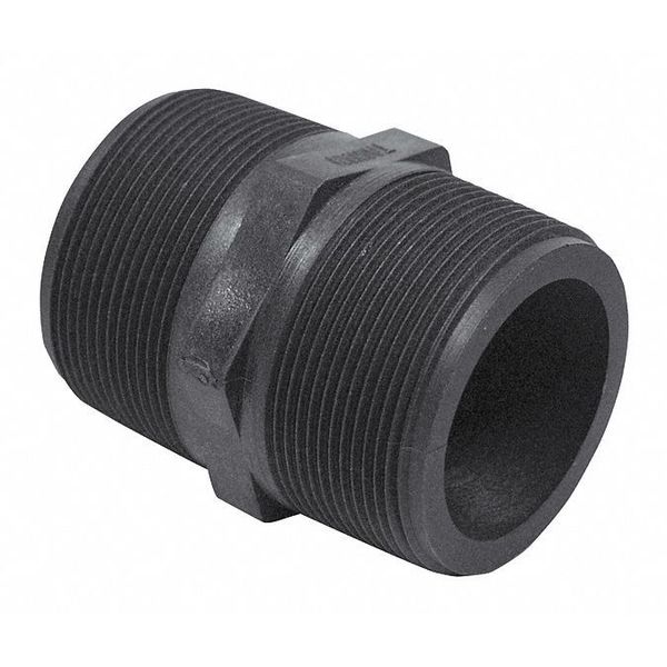 Apache Poly Schedule 80, 1-1/2" MxM Nipple Short, Polypropylene, 1-1/2", Schedule 80 49030652