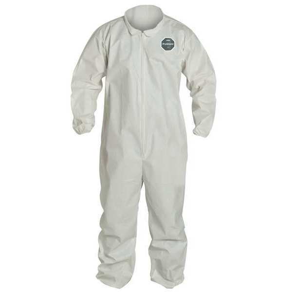 Dupont Collared Disposable Coveralls, 4XL, 25 PK, White, Microporous Film Laminate, Zipper NG125SWH4X002500