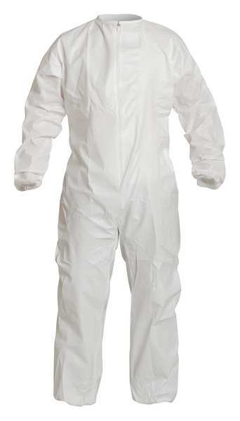 Dupont Coverall, 25 PK, White, Microporous Composite Laminate, Zipper PC143SWH3X00250B