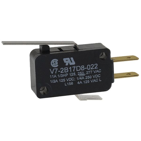 Honeywell Miniature Snap Action Switch, Lever, Long Actuator, SPDT, 3A @ 240V AC Contact Rating V7-2B17D8-022