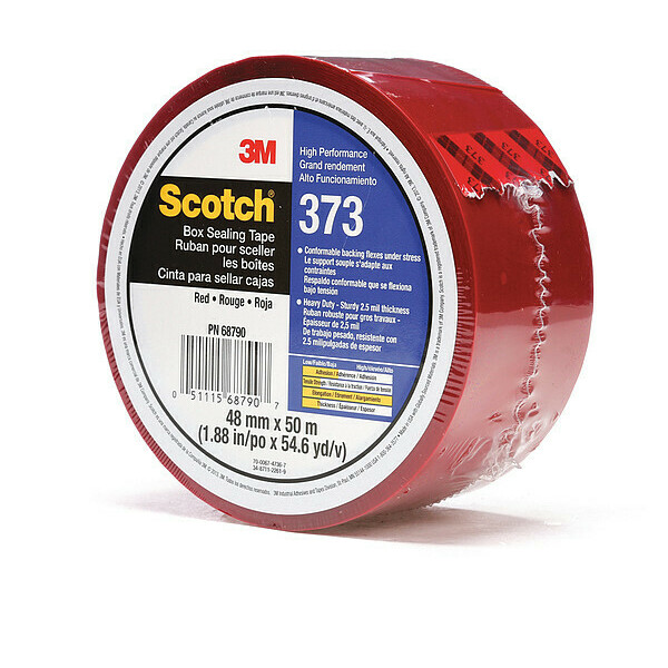 Scotch Carton Tape, Polypropylene, Red, 48mm x 50m 373