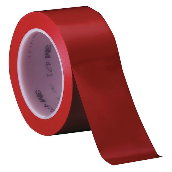 3M Marking Tape, Roll, 3In W, 108 ft. L, Red 471