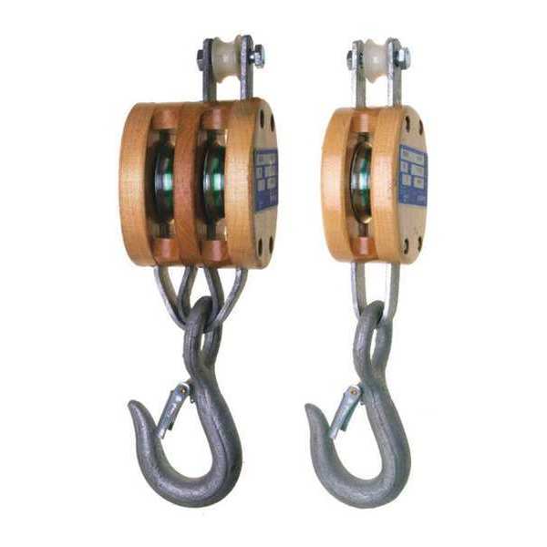 Campbell Chain & Fittings 3002AF, 4” Double, Regular Wood Shell Block, Bronze Bushed, Galvanized 7206936
