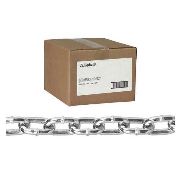 Campbell Chain & Fittings 2/0 Straight Link Machine Chain, Zinc Plated, 100' per Carton T0312024