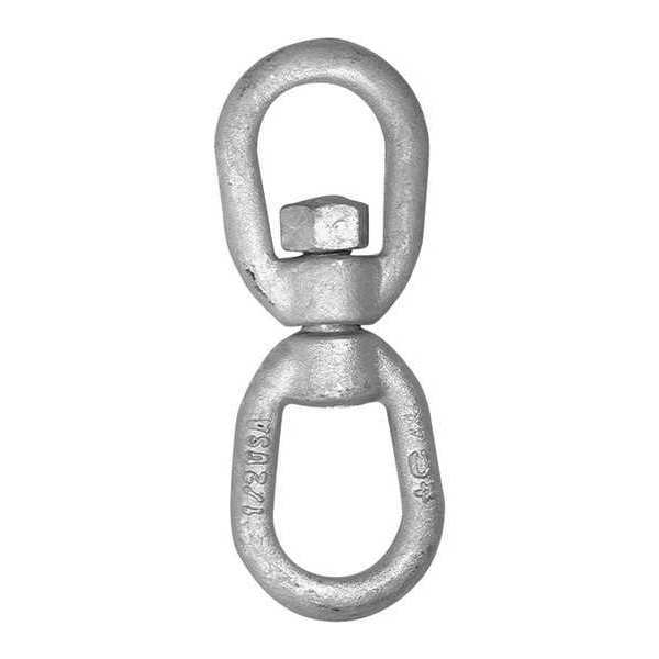 Campbell Chain & Fittings 3/8" Eye & Eye Swivel, Drop Forged Carbon Steel, Galvanized T3630635