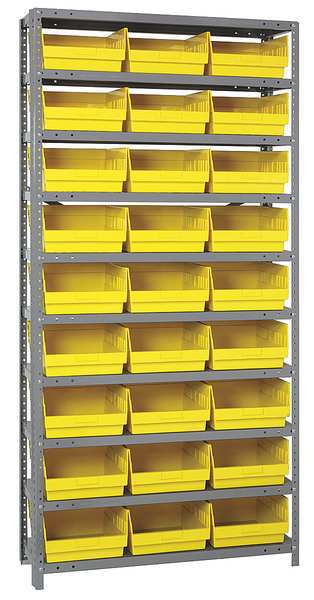 Quantum Storage Systems Steel Bin Shelving, 36 in W x 75 in H x 18 in D, 10 Shelves, Yellow 1875-210YL
