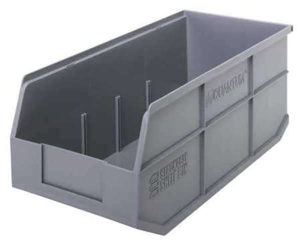 Quantum Storage Systems 70 lb Shelf Storage Bin, Polypropylene, 8 1/4 in W, 7 in H, 18 in L, Gray SSB463GY