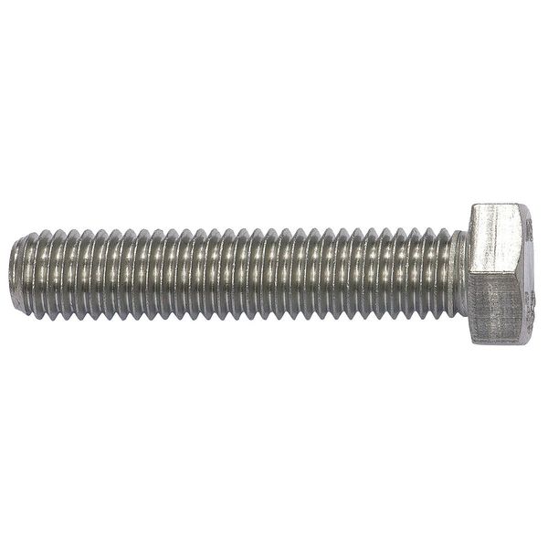 Zoro Select Not Graded, 1/4"-20 Hex Head Cap Screw, Plain Stainless Steel, 1-1/8 in L, 25 PK U51000.025.0112