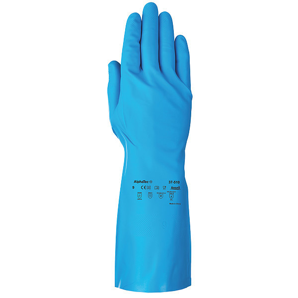 Ansell 13" Chemical Resistant Gloves, Nitrile, 9, 1 PR 37-510
