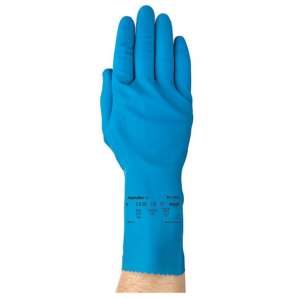 Ansell 12" Chemical Resistant Gloves, Natural Rubber Latex, 7, 1 PR 87-155
