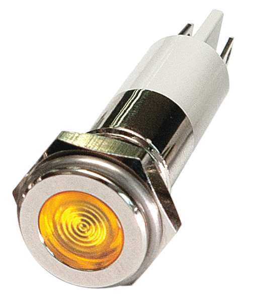 Zoro Select Flat Indicator Light, Yellow, 12VDC 24M094