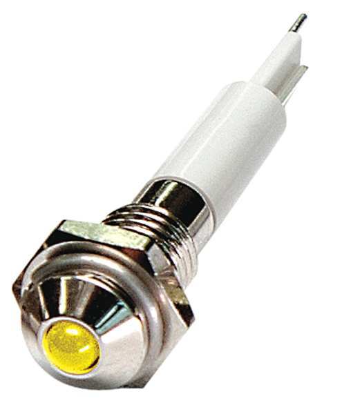 Zoro Select Round Indicator Light, Yellow, 24VDC 24M024