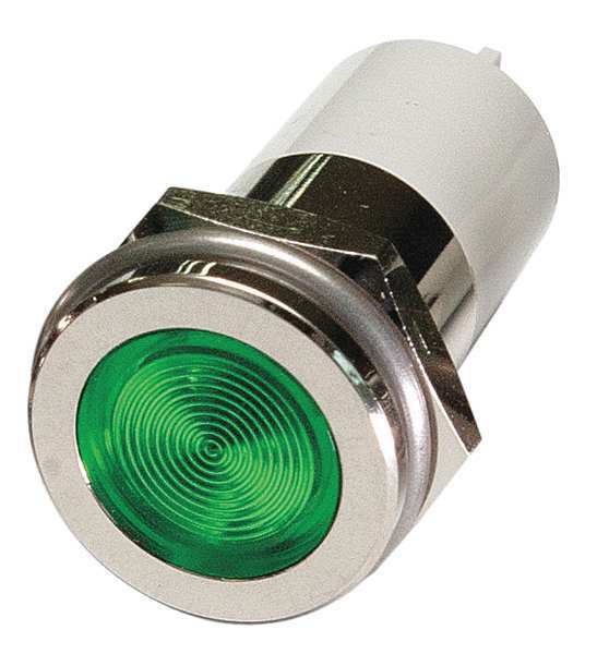 Zoro Select Flat Indicator Light, Green, 120VAC 24M175