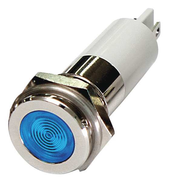 Zoro Select Flat Indicator Light, Blue, 120VAC 24M140