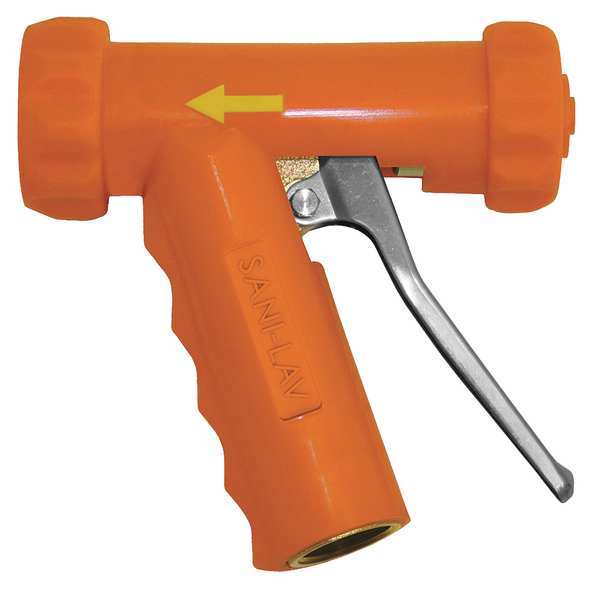 Sani-Lav Pistol Grip Water Nozzle, 3/4" Female, 150 psi, 5.3 gpm, Safety Orange N81