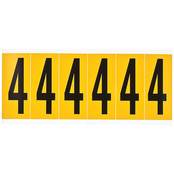 Brady Number Label, 4, 1-1/2 in. W x 3-1/2 in. H 1550-4