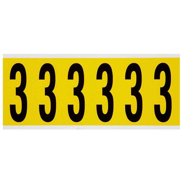 Brady Number Label, 3, 1-1/2 in. W x 3-1/2 in. H 3450-3