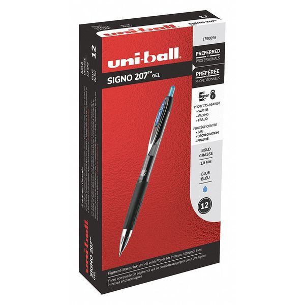 Uni-Ball Retractable Rollerball Gel Pen, 1.0 mm, Blue PK12 1790896