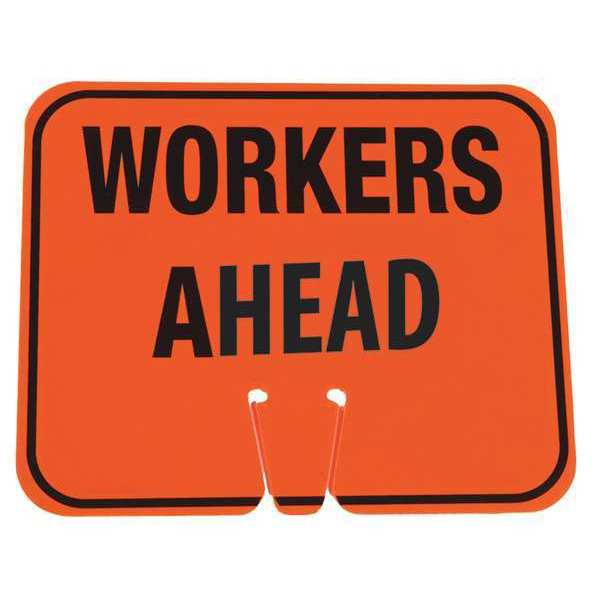 Cortina Safety Products EZ-IMS - WORKERS AHEAD BLACK ON ORANG, 10 1/2 in Height, 12 3/4 in Width 03-550-WA