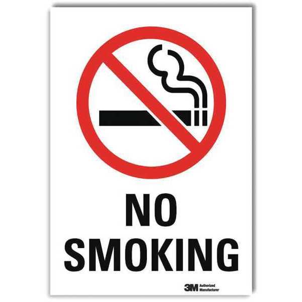 Lyle No Smoking Sign, 10" H, 7 in W, Reflective Sheeting, Horizontal Rectangle, English, U1-1017-RD_7X10 U1-1017-RD_7X10