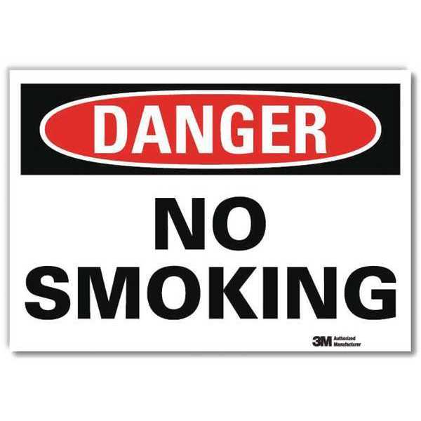 Lyle Danger No Smoking Sign, 10" H, 14 in W, Reflective Sheeting, Horizontal Rectangle, U1-1025-RD_14X10 U1-1025-RD_14X10
