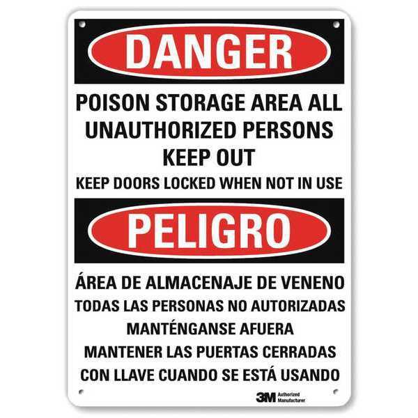 Lyle Danger Sign, 10 in H, 7 in W, Plastic, Horizontal Rectangle, English, U1-1053-NP_7X10 U1-1053-NP_7X10