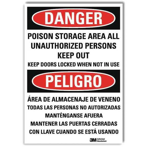 Lyle Danger Sign, 10x7 In., Bilingual, U1-1053-RD_7X10 U1-1053-RD_7X10