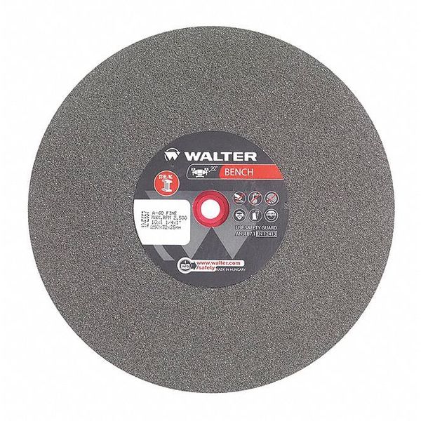 Walter Surface Technologies Grinding Wheel, T1 10"x1-1/4x1" 60g Fine 12E657