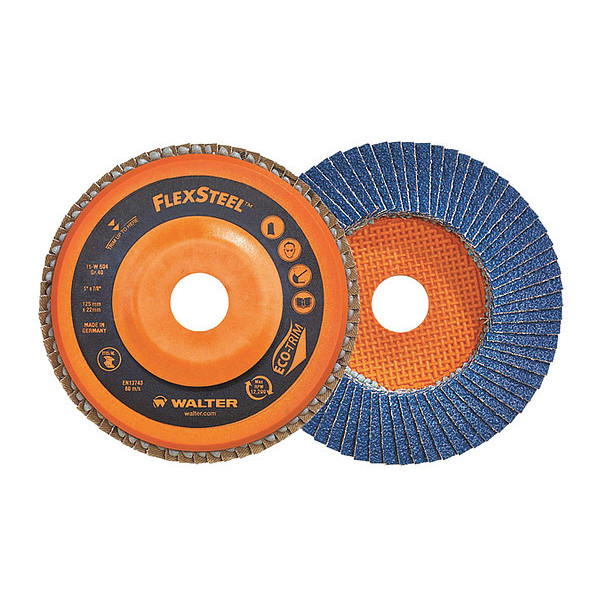 Walter Surface Technologies Blending Flap Disc, 4.5x7/8" 120g, Abrasive Material: Zirconia Alumina 15W708