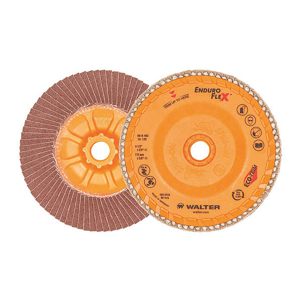 Walter Surface Technologies Flap Disc Spin-On, 4.5x5/8-11" 120G 06B462
