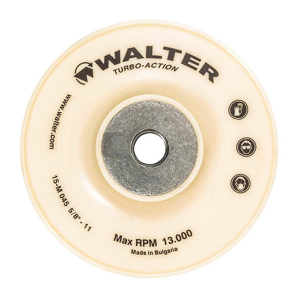 Walter Surface Technologies Turbo Backing Pad, 4-1/2" X 5/8"-11 White 15M045