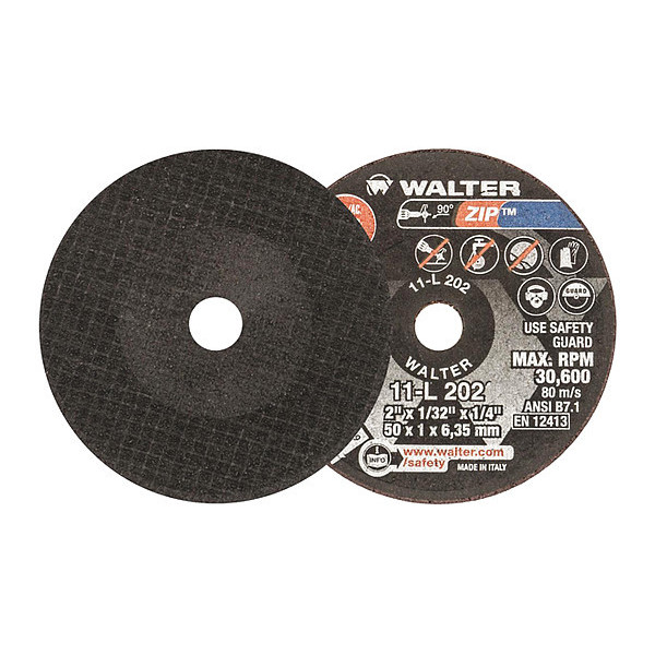 Walter Surface Technologies Cut/Grind Wheel, T1 2"x1/32"x1/4" A-24 11L202