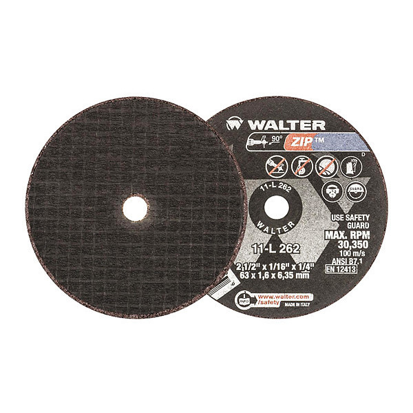 Walter Surface Technologies Cut/Grind Wheel, T1 2.5x1/16x1/4" A-24 11L262
